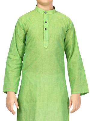 Green plain cotton boys-kurta-pyjama 5