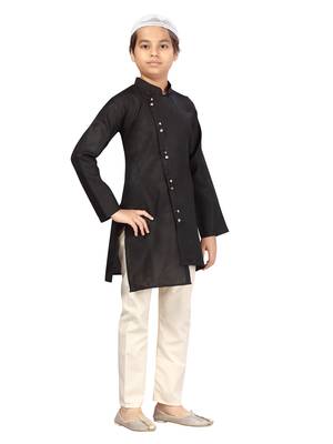 Black plain cotton boys-kurta-pyjama 2