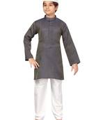 Blue plain silk boys-kurta-pyjama