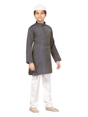 Blue plain silk boys-kurta-pyjama 2