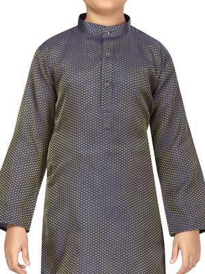 Blue plain silk boys-kurta-pyjama 5