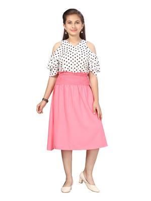 Pink plain blended cotton kids-frocks 1