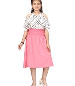 Pink plain blended cotton kids-frocks