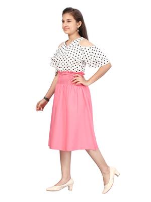 Pink plain blended cotton kids-frocks 3