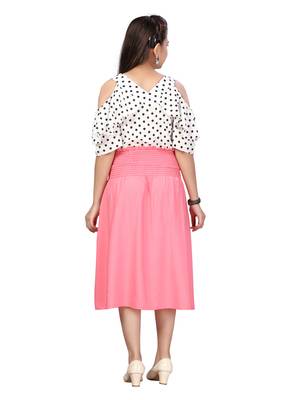 Pink plain blended cotton kids-frocks 4