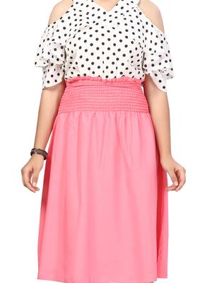 Pink plain blended cotton kids-frocks 5