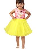 Yellow printed nylon kids-frocks