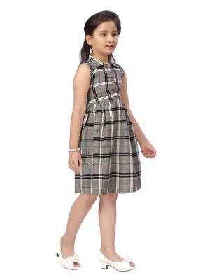 Grey plain cotton kids-frocks 2