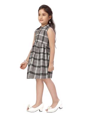 Grey plain cotton kids-frocks 3