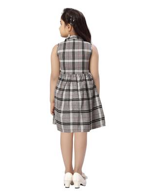 Grey plain cotton kids-frocks 4
