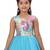 Turquoise printed polyester kids-girl-gowns