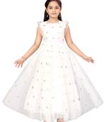 White plain net kids-girl-gowns