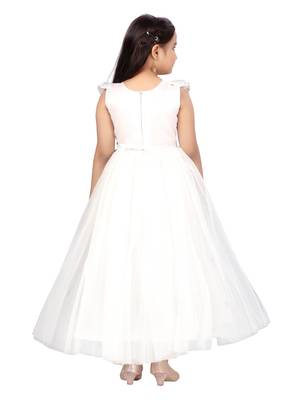 White plain net kids-girl-gowns 4