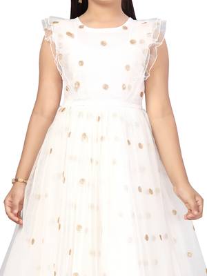 White plain net kids-girl-gowns 5