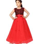 Red plain nylon kids-girl-gowns