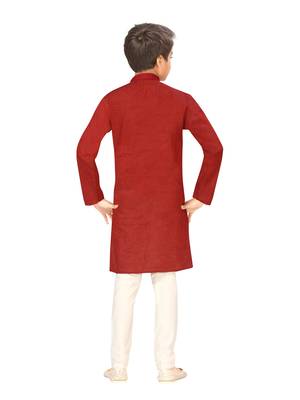 Maroon embroidered cotton boys-kurta-pyjama 4