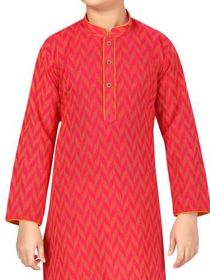 Red plain cotton boys-kurta-pyjama 5