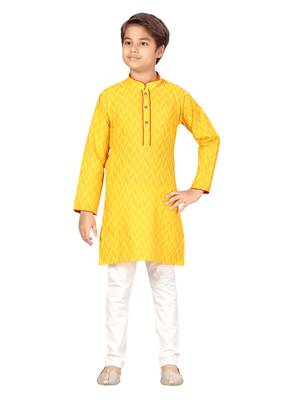 Yellow plain cotton boys-kurta-pyjama 1