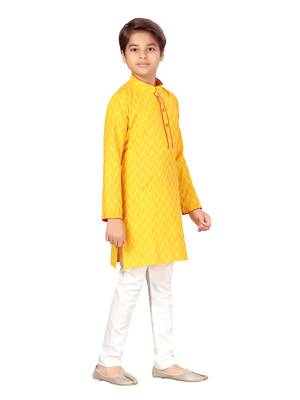 Yellow plain cotton boys-kurta-pyjama 2