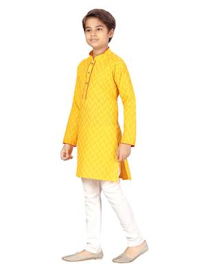 Yellow plain cotton boys-kurta-pyjama 3