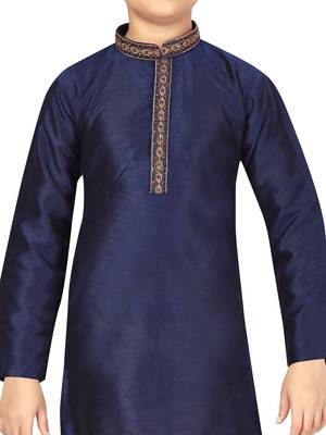 Blue plain silk boys-sherwani 5