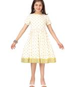 White printed cotton kids-frocks