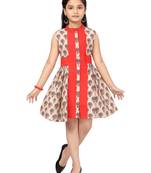 Red printed cotton kids-frocks