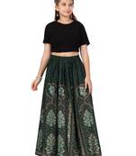 Green printed cotton kids-skirts