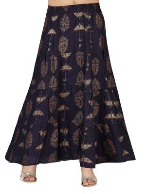 Blue printed cotton kids-skirts 1