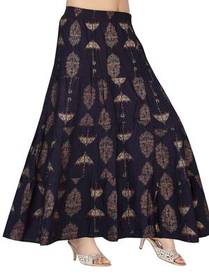 Blue printed cotton kids-skirts 2