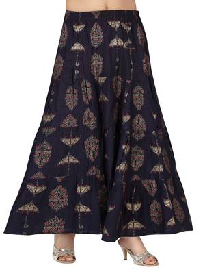 Blue printed cotton kids-skirts 3