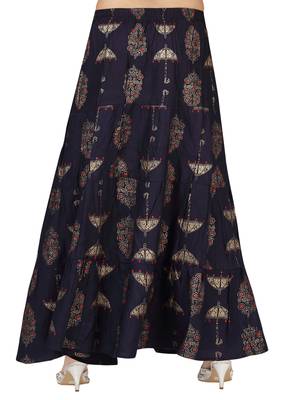 Blue printed cotton kids-skirts 4