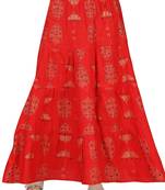 Red printed cotton kids-skirts