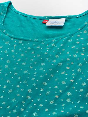 Sea-green printed cotton ethnic-kurtis 5