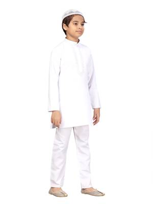 White embroidered cotton boys-kurta-pyjama 2