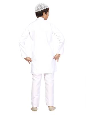 White embroidered cotton boys-kurta-pyjama 4