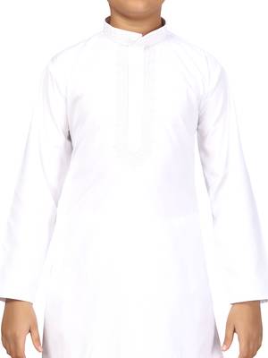 White embroidered cotton boys-kurta-pyjama 5