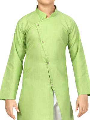 Green plain cotton boys-kurta-pyjama 5