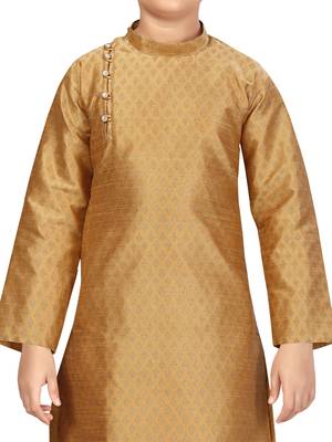 Beige plain silk boys-kurta-pyjama 5