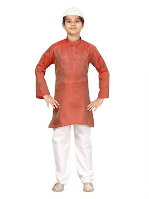 Maroon plain silk boys-kurta-pyjama 1