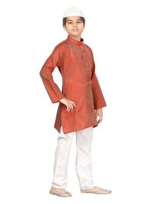Maroon plain silk boys-kurta-pyjama 2