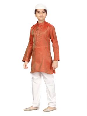 Maroon plain silk boys-kurta-pyjama 3