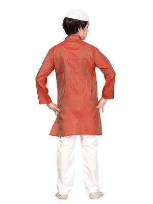 Maroon plain silk boys-kurta-pyjama 4