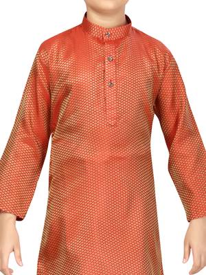 Maroon plain silk boys-kurta-pyjama 5