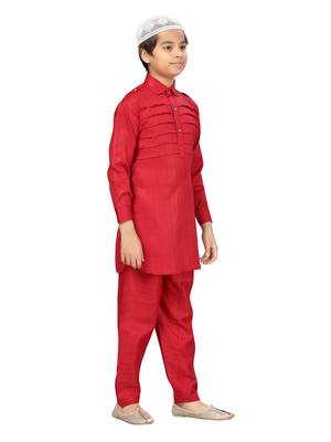 Maroon plain cotton boys-kurta-pyjama 2