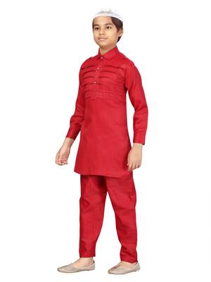 Maroon plain cotton boys-kurta-pyjama 3