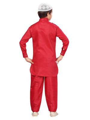 Maroon plain cotton boys-kurta-pyjama 4