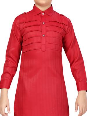 Maroon plain cotton boys-kurta-pyjama 5