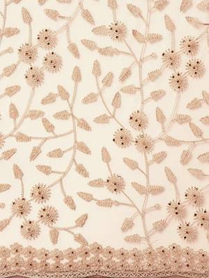 Peach Embroidered Net Saree With Blouse 4
