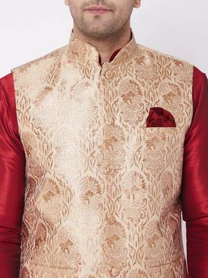 Maroon plain silk blend dhoti-kurta 4